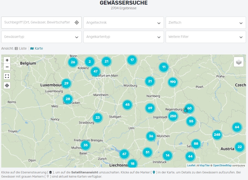 Angelkarten online Gewässer mit hejfish.